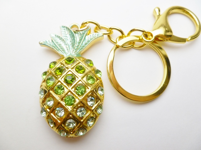 2" Green Crystal Pineapple Keychain